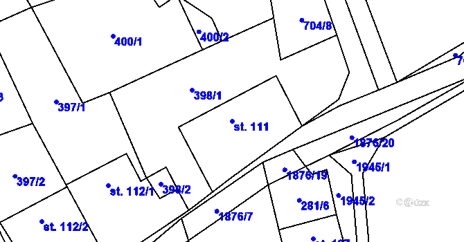Parcela st. 111 v KÚ Vyklantice, Katastrální mapa