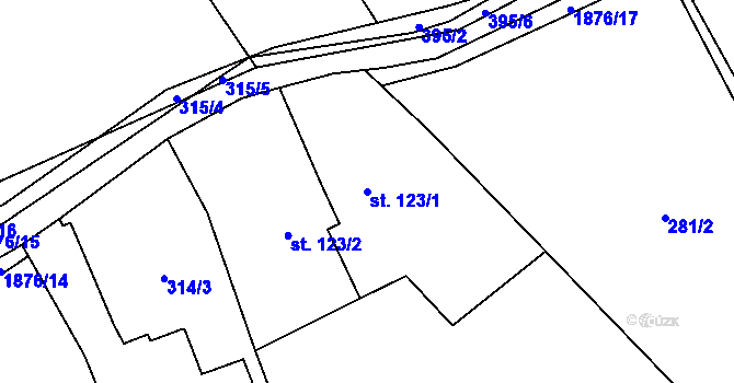 Parcela st. 123/1 v KÚ Vyklantice, Katastrální mapa