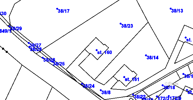 Parcela st. 160 v KÚ Vyklantice, Katastrální mapa