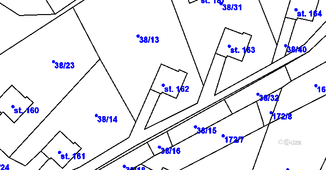 Parcela st. 162 v KÚ Vyklantice, Katastrální mapa