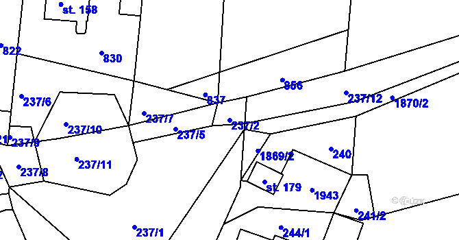 Parcela st. 237/2 v KÚ Vyklantice, Katastrální mapa