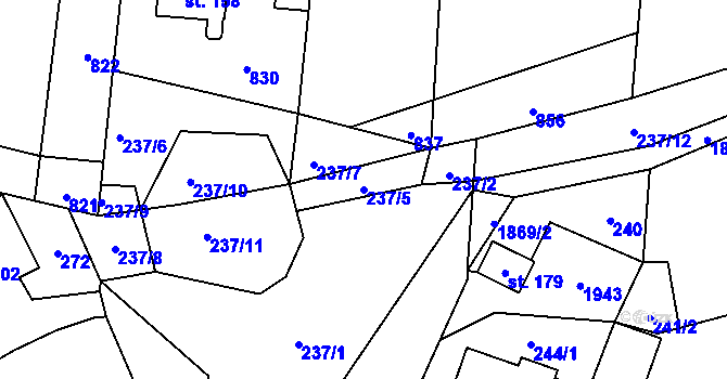 Parcela st. 237/5 v KÚ Vyklantice, Katastrální mapa