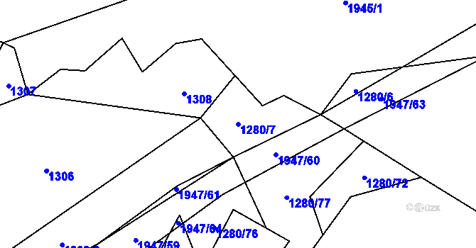 Parcela st. 1280/7 v KÚ Vyklantice, Katastrální mapa