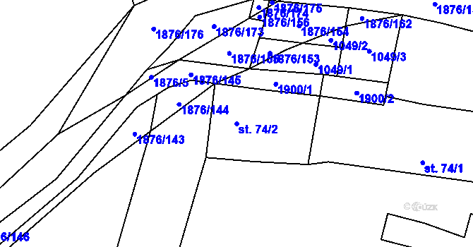 Parcela st. 74/2 v KÚ Vyklantice, Katastrální mapa