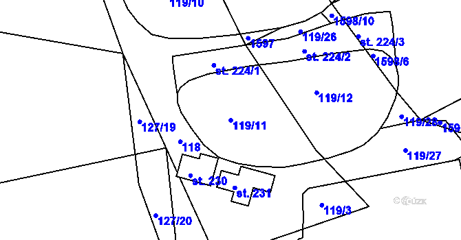 Parcela st. 119/11 v KÚ Vyklantice, Katastrální mapa