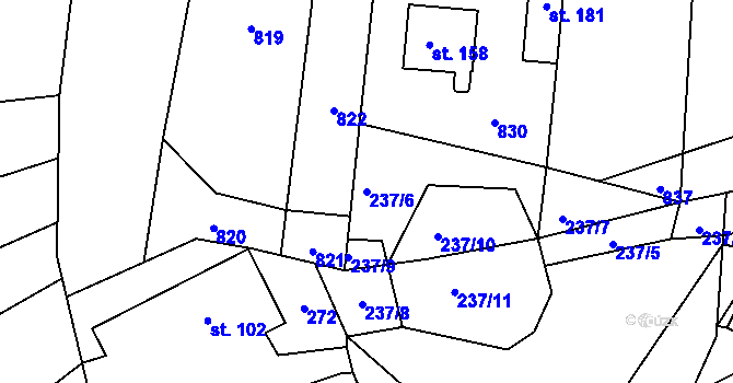 Parcela st. 237/6 v KÚ Vyklantice, Katastrální mapa