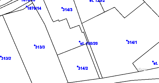 Parcela st. 150/20 v KÚ Vyklantice, Katastrální mapa