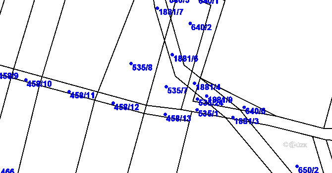 Parcela st. 535/7 v KÚ Vyklantice, Katastrální mapa