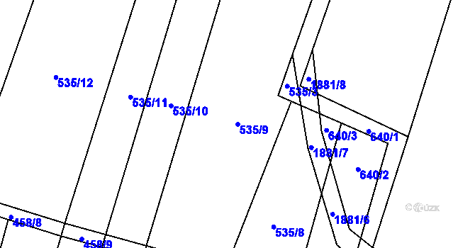 Parcela st. 535/9 v KÚ Vyklantice, Katastrální mapa