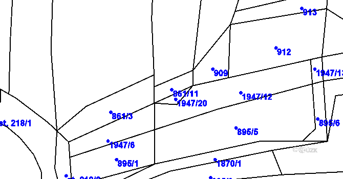 Parcela st. 861/11 v KÚ Vyklantice, Katastrální mapa