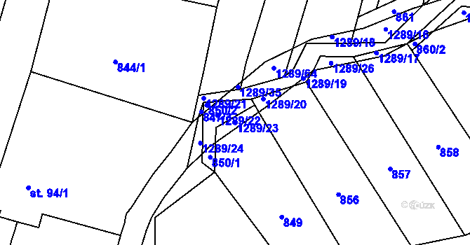 Parcela st. 1289/23 v KÚ Výkleky, Katastrální mapa