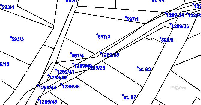 Parcela st. 1289/38 v KÚ Výkleky, Katastrální mapa