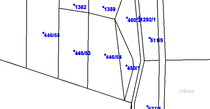 Parcela st. 446/54 v KÚ Výkleky, Katastrální mapa