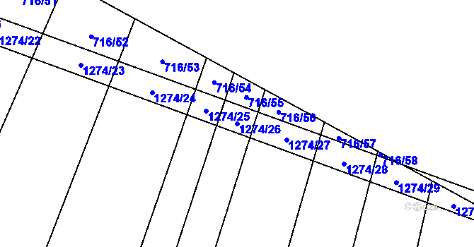 Parcela st. 1274/26 v KÚ Výkleky, Katastrální mapa