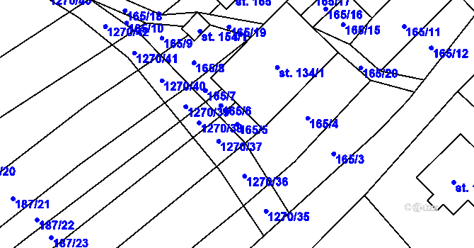 Parcela st. 165/5 v KÚ Výkleky, Katastrální mapa