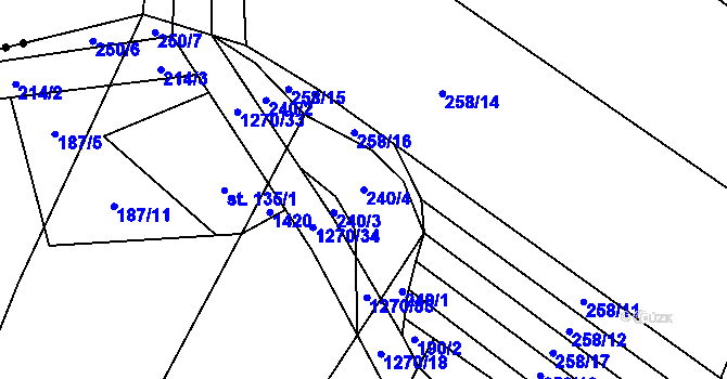 Parcela st. 240/4 v KÚ Výkleky, Katastrální mapa