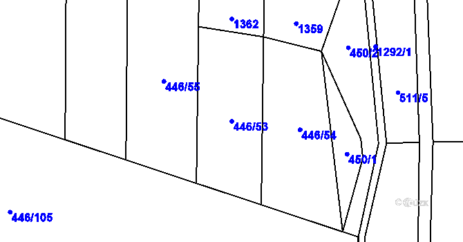 Parcela st. 446/53 v KÚ Výkleky, Katastrální mapa