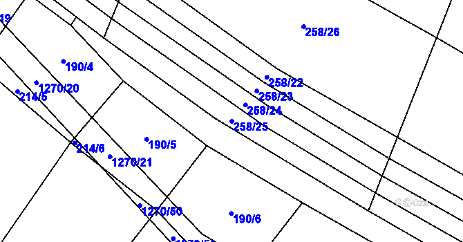 Parcela st. 258/25 v KÚ Výkleky, Katastrální mapa