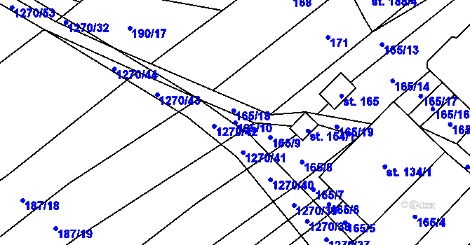 Parcela st. 165/10 v KÚ Výkleky, Katastrální mapa