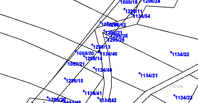 Parcela st. 1134/46 v KÚ Výkleky, Katastrální mapa