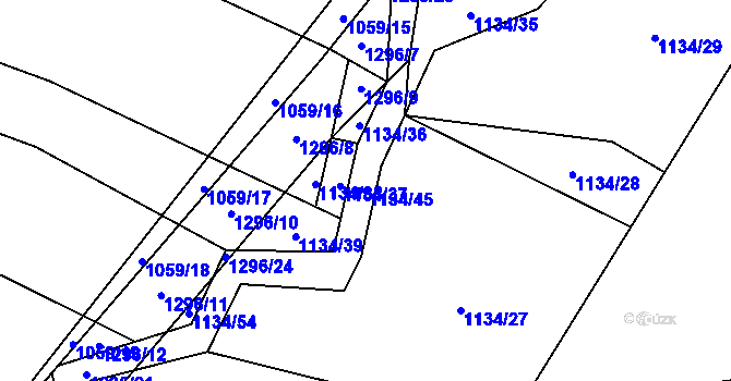 Parcela st. 1134/45 v KÚ Výkleky, Katastrální mapa