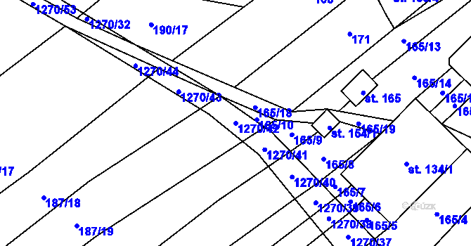 Parcela st. 1270/42 v KÚ Výkleky, Katastrální mapa