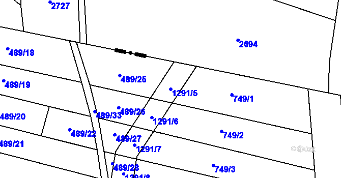 Parcela st. 1291/5 v KÚ Výkleky, Katastrální mapa