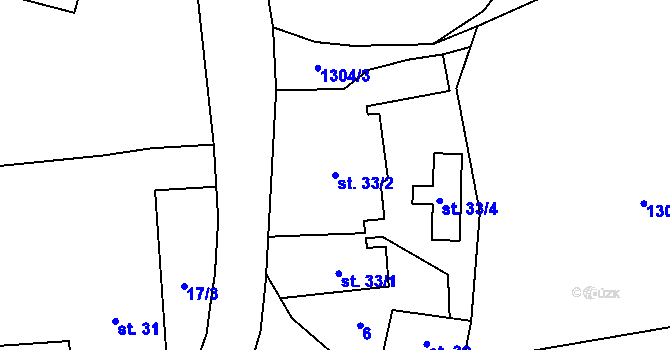 Parcela st. 33/2 v KÚ Výkleky, Katastrální mapa
