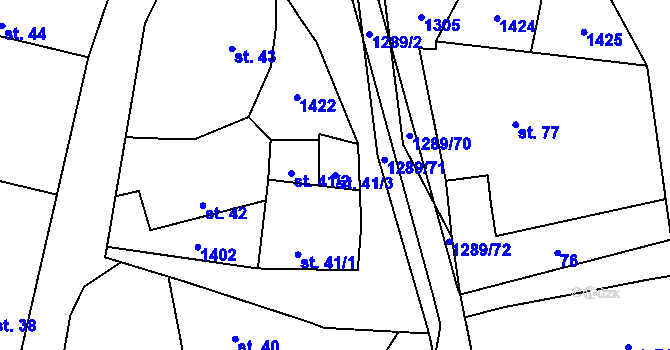 Parcela st. 41/3 v KÚ Výkleky, Katastrální mapa