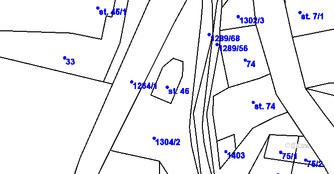 Parcela st. 46 v KÚ Výkleky, Katastrální mapa