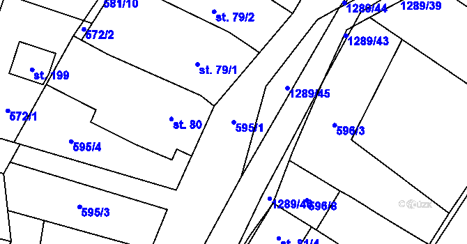 Parcela st. 595/1 v KÚ Výkleky, Katastrální mapa
