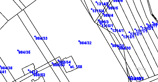 Parcela st. 984/32 v KÚ Výkleky, Katastrální mapa