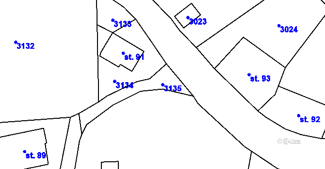 Parcela st. 3135 v KÚ Valteřice u Výprachtic, Katastrální mapa