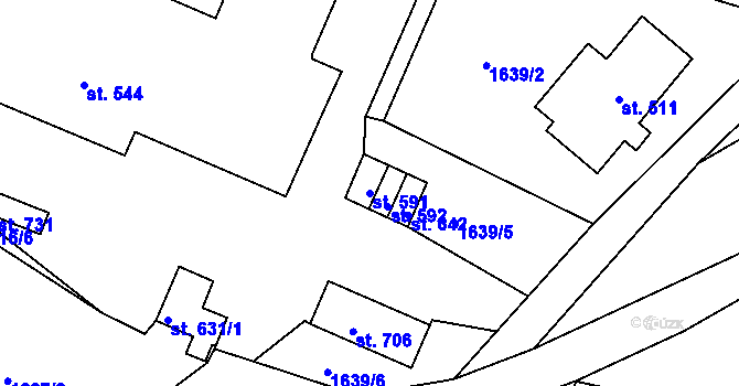 Parcela st. 591 v KÚ Výprachtice, Katastrální mapa