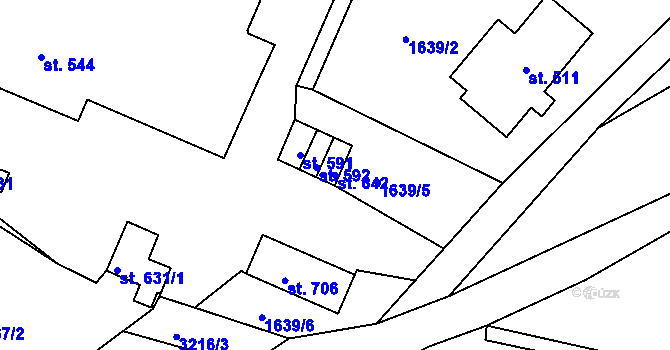 Parcela st. 642 v KÚ Výprachtice, Katastrální mapa