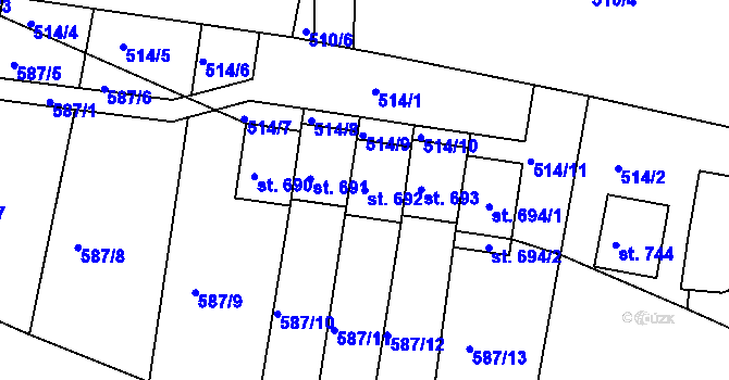Parcela st. 692 v KÚ Výprachtice, Katastrální mapa