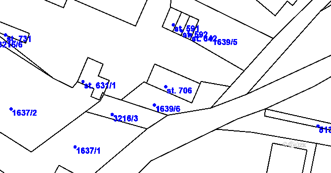 Parcela st. 706 v KÚ Výprachtice, Katastrální mapa