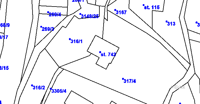 Parcela st. 742 v KÚ Výprachtice, Katastrální mapa