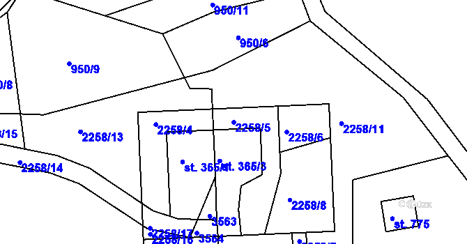 Parcela st. 2258/5 v KÚ Výprachtice, Katastrální mapa