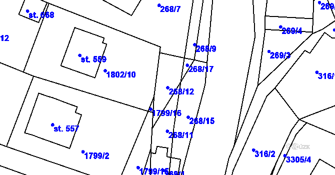 Parcela st. 268/12 v KÚ Výprachtice, Katastrální mapa