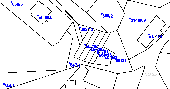 Parcela st. 789 v KÚ Výprachtice, Katastrální mapa