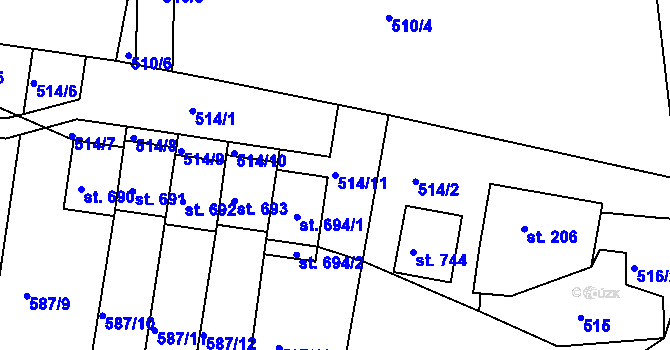Parcela st. 514/11 v KÚ Výprachtice, Katastrální mapa