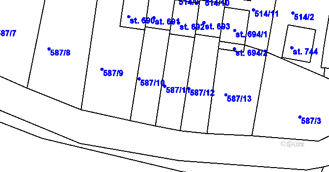 Parcela st. 587/11 v KÚ Výprachtice, Katastrální mapa