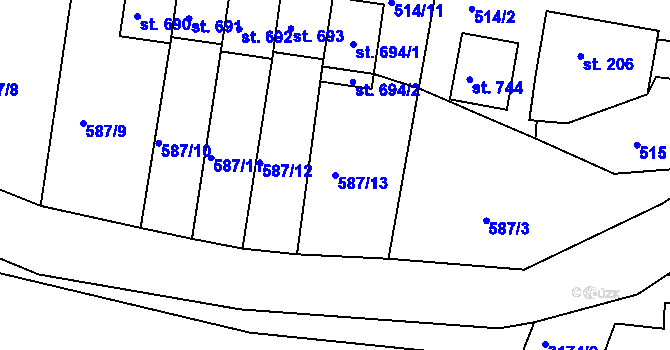 Parcela st. 587/13 v KÚ Výprachtice, Katastrální mapa
