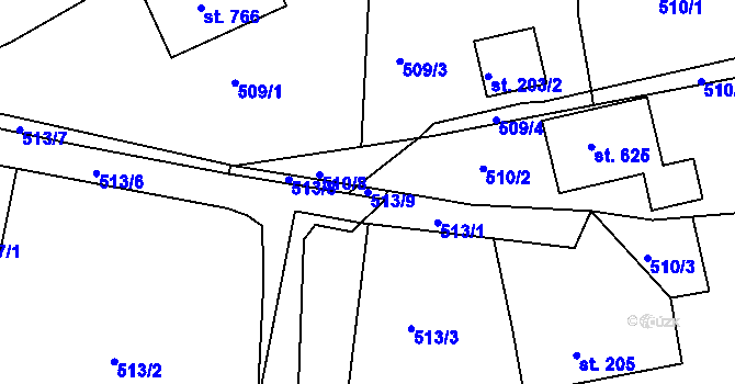 Parcela st. 513/9 v KÚ Výprachtice, Katastrální mapa