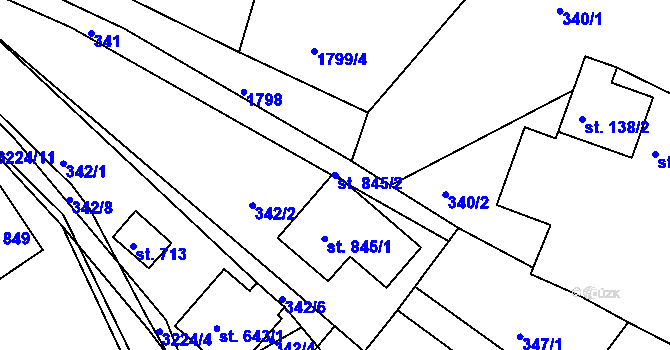 Parcela st. 845/2 v KÚ Výprachtice, Katastrální mapa