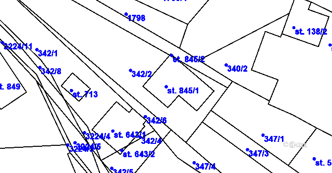Parcela st. 845/1 v KÚ Výprachtice, Katastrální mapa