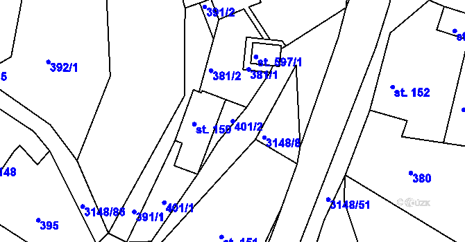 Parcela st. 401/2 v KÚ Výprachtice, Katastrální mapa