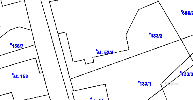 Parcela st. 52/4 v KÚ Výrava, Katastrální mapa