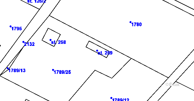 Parcela st. 259 v KÚ Výrava, Katastrální mapa